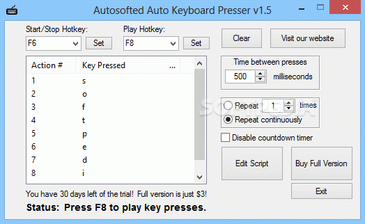 Autosofted Auto Keyboard Presser Crack & Serial Key