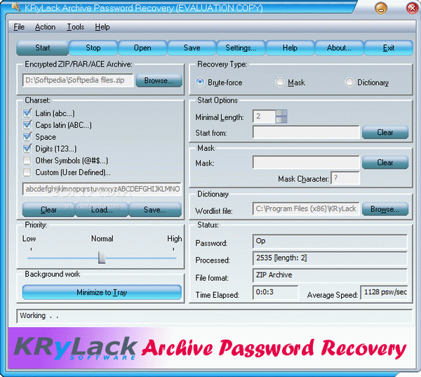 KRyLack Archive Password Recovery Crack & Activator