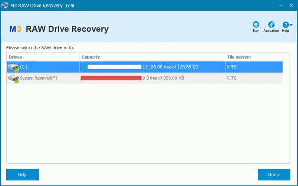 M3 raw drive recovery serial number